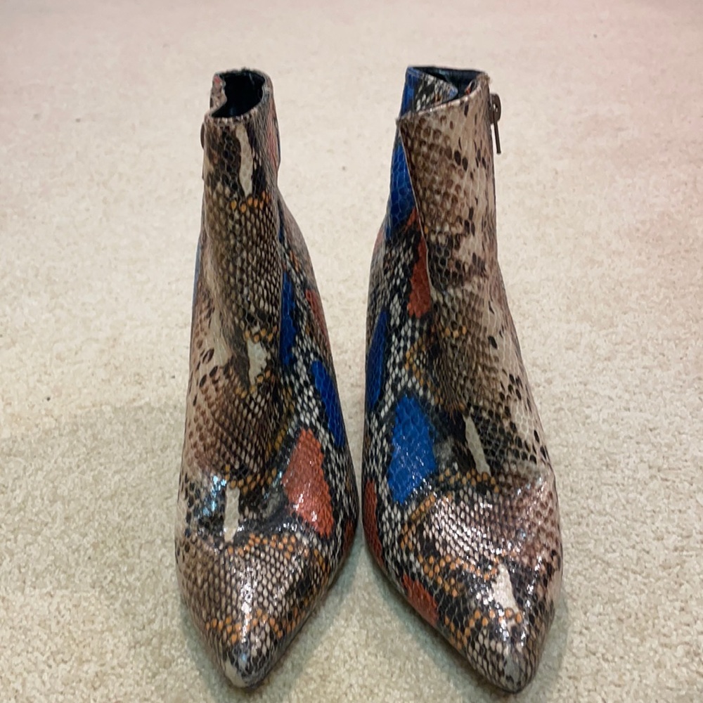 bamboo snakeskin booties